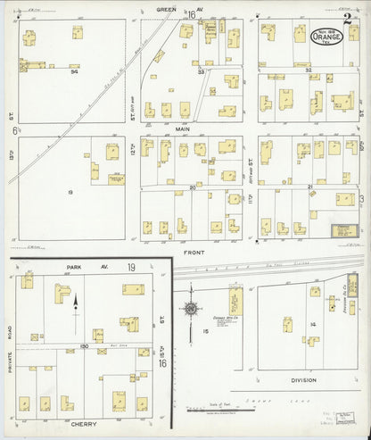 Sanborn Fire Insurance Map from Orange, Orange County, Texas (1919), Sheet #0002 - Historic Sanborn Fire Insurance Map Print, vintage old map wall art, antique decor, genealogy gift, Texas Texas map