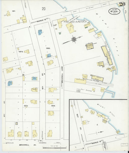 Sanborn Fire Insurance Map from Miami, Dade County, Florida (1910), Sheet #0020 - Complete Map Set gallery image, historic Sanborn map, vintage wall art, Florida Florida