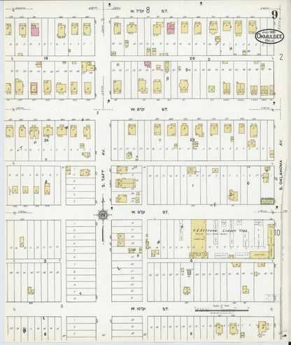 Sanborn Fire Insurance Map from Okmulgee, Okmulgee County, Oklahoma (1920), Sheet #0009 - Complete Map Set gallery image, historic Sanborn map, vintage wall art, Oklahoma Oklahoma