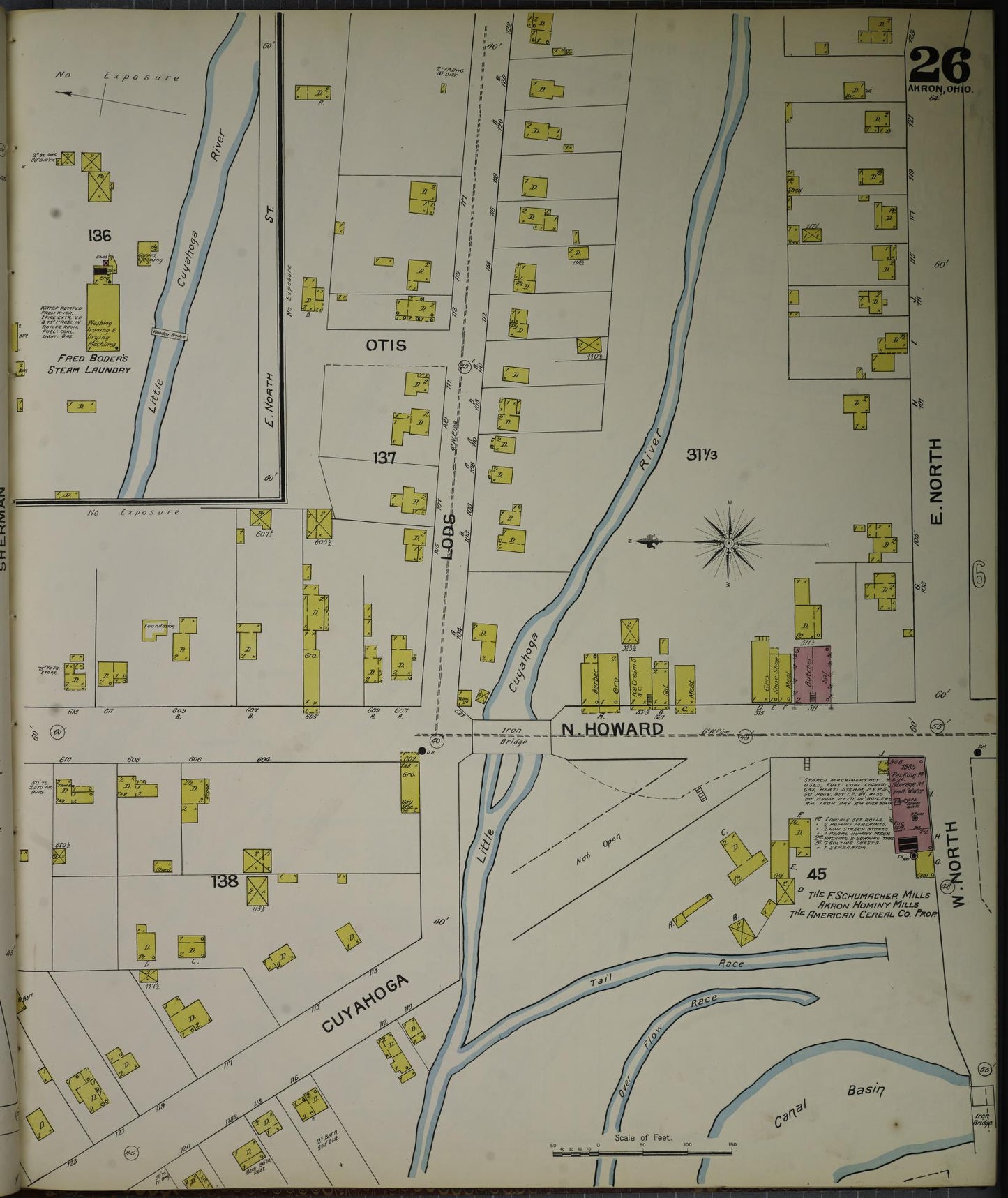 Sanborn Fire Insurance Map from Akron, Summit County, Ohio (1892), Sheet #0026 - Complete Map Set gallery image, historic Sanborn map, vintage wall art, Ohio Ohio