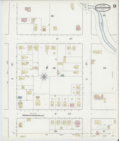Sanborn Fire Insurance Map from San Bernardino, San Bernardino County, California (1887), Sheet #0009 - Complete Map Set gallery image, historic Sanborn map, vintage wall art, California California