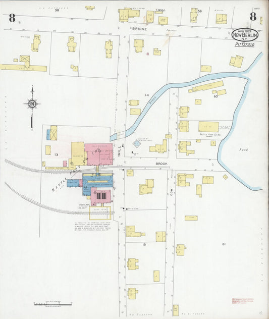 Sanborn Fire Insurance Map from New Berlin, Chenango County, New York (1929), Sheet #0008 - Historic Sanborn Fire Insurance Map Print, vintage old map wall art, antique decor, genealogy gift, New York New York map