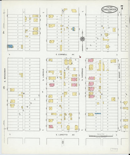 Sanborn Fire Insurance Map from Englewood, Arapahoe County, Colorado (1919), Sheet #0007 - Complete Map Set gallery image, historic Sanborn map, vintage wall art, Colorado Colorado