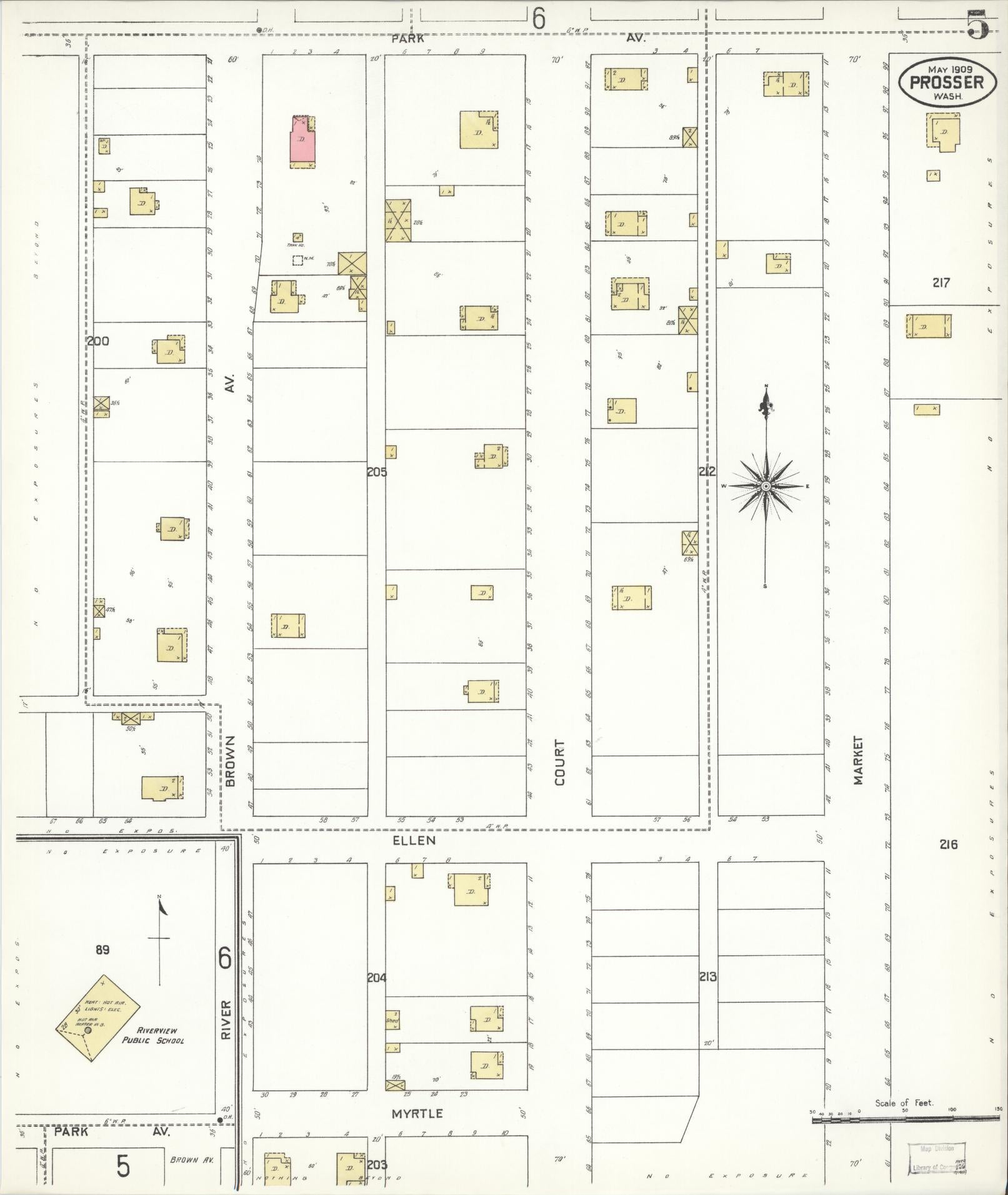 Sanborn Fire Insurance Map from Prosser, Benton County, Washington (1909), Sheet #0005 - Complete Map Set gallery image, historic Sanborn map, vintage wall art, Washington Washington