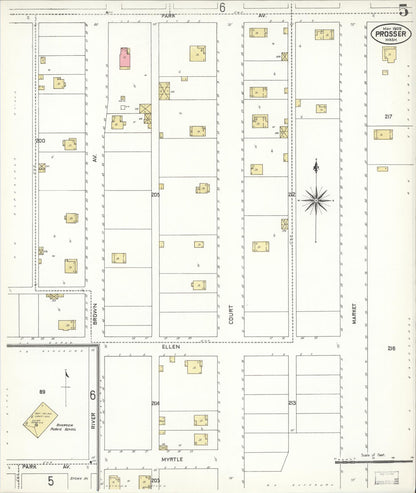 Sanborn Fire Insurance Map from Prosser, Benton County, Washington (1909), Sheet #0005 - Complete Map Set gallery image, historic Sanborn map, vintage wall art, Washington Washington