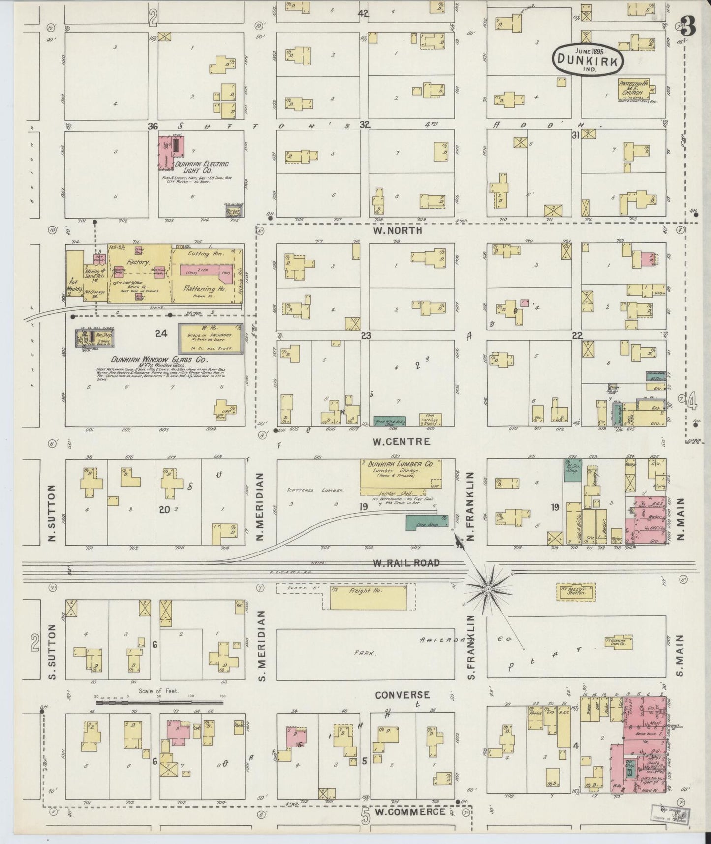 Sanborn Fire Insurance Map from Dunkirk, Jay And Blackford Counties, Indiana (1895), Sheet #0003 - Historic Sanborn Fire Insurance Map Print, vintage old map wall art, antique decor, genealogy gift, Indiana Indiana map