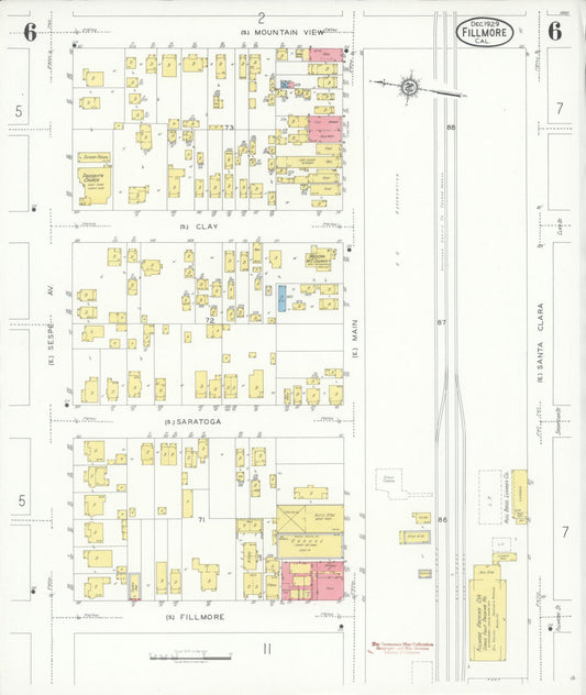 Sanborn Fire Insurance Map from Fillmore, Ventura County, California (1929), Sheet #0006 - Historic Sanborn Fire Insurance Map Print, vintage old map wall art, antique decor, genealogy gift, California California map