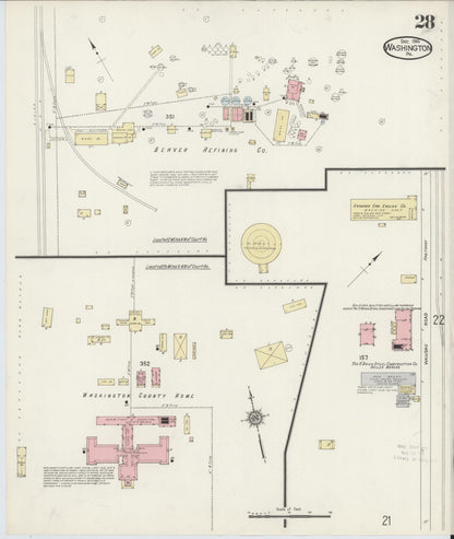 Sanborn Fire Insurance Map from Washington, Washington County, Pennsylvania (1914), Sheet #0028 - Complete Map Set gallery image, historic Sanborn map, vintage wall art, Sanborn Fire Insurance Map from Washington Washington