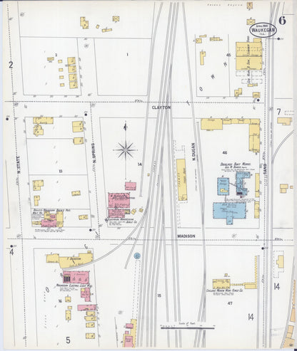 Sanborn Fire Insurance Map from Waukegan, Lake County, Illinois (1900), Sheet #0006 - Complete Map Set gallery image, historic Sanborn map, vintage wall art, Illinois Illinois