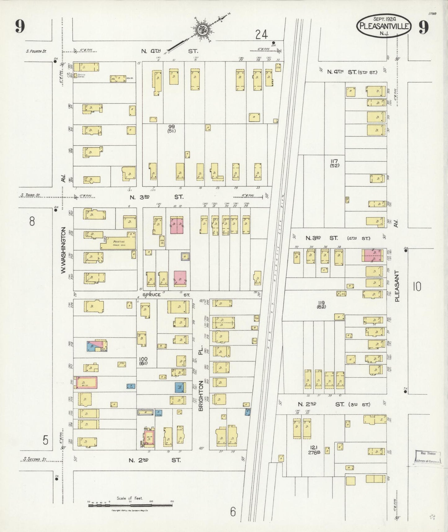 Sanborn Fire Insurance Map from Pleasantville, Atlantic County, New Jersey (1924), Sheet #0009 - Complete Map Set gallery image, historic Sanborn map, vintage wall art, New Jersey New Jersey