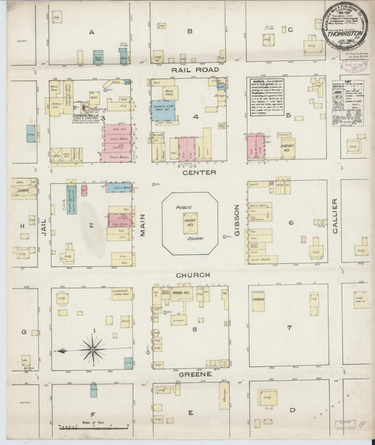 Sanborn Fire Insurance Map from Thomaston, Upson County, Georgia (1885), Sheet #0001 - Historic Sanborn Fire Insurance Map Print, vintage old map wall art, antique decor, genealogy gift, Georgia Georgia map