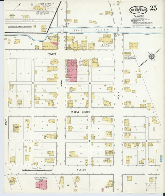 Sanborn Fire Insurance Map from Barberton, Summit County, Ohio (1916), Sheet #0025 - Historic Sanborn Fire Insurance Map Print, vintage old map wall art, antique decor, genealogy gift, Ohio Ohio map