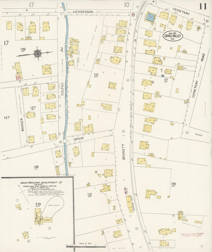 Sanborn Fire Insurance Map from Grass Valley, Nevada County, California (1912), Sheet #0011 - Complete Map Set gallery image, historic Sanborn map, vintage wall art, California California