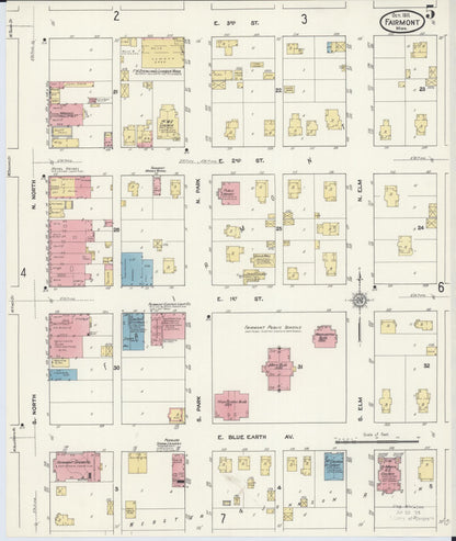 Sanborn Fire Insurance Map from Fairmont, Martin County, Minnesota (1911), Sheet #0005 - Complete Map Set gallery image, historic Sanborn map, vintage wall art, Minnesota Minnesota