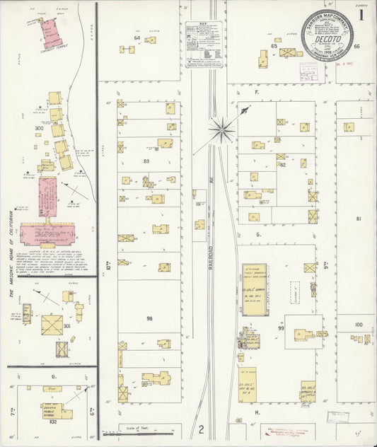 Sanborn Fire Insurance Map from Decota, Alameda County, California (1908), Sheet #0001 - Historic Sanborn Fire Insurance Map Print, vintage old map wall art, antique decor, genealogy gift, California California map