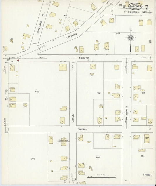 Sanborn Fire Insurance Map from Gardner, Worcester County, Massachusetts (1914), Sheet #0007 - Historic Sanborn Fire Insurance Map Print, vintage old map wall art, antique decor, genealogy gift, Massachusetts Massachusetts map