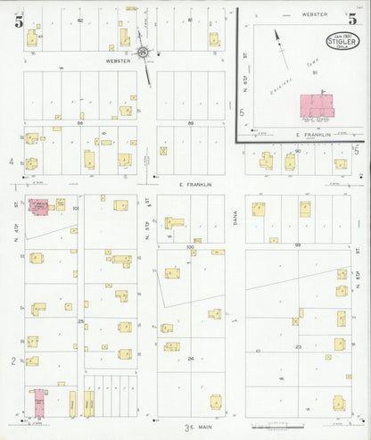 Sanborn Fire Insurance Map from Stigler, Haskell County, Oklahoma (1931), Sheet #0005 - Complete Map Set gallery image, historic Sanborn map, vintage wall art, Oklahoma Oklahoma