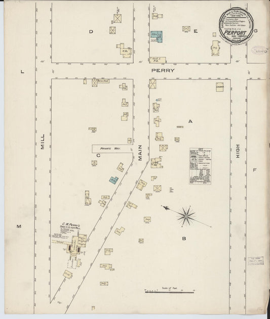 Sanborn Fire Insurance Map from Pierport, Manistee County, Michigan (1885), Sheet #0001 - Historic Sanborn Fire Insurance Map Print, vintage old map wall art, antique decor, genealogy gift, Michigan Michigan map