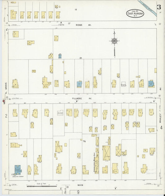 Sanborn Fire Insurance Map from East Aurora, Erie County, New York (1912), Sheet #0003 - Historic Sanborn Fire Insurance Map Print, vintage old map wall art, antique decor, genealogy gift, New York New York map