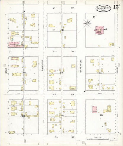 Sanborn Fire Insurance Map from Boise, Ada County, Idaho (1893), Sheet #0015 - Complete Map Set gallery image, historic Sanborn map, vintage wall art, Idaho Idaho