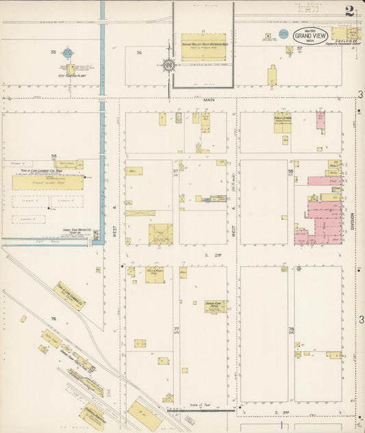 Sanborn Fire Insurance Map from Grandview, Yakima County, Washington (1915), Sheet #0002 - Historic Sanborn Fire Insurance Map Print, vintage old map wall art, antique decor, genealogy gift, Washington Washington map
