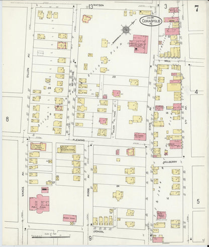 Sanborn Fire Insurance Map from Coraopolis, Allegheny County, Pennsylvania (1911), Sheet #0007 - Historic Sanborn Fire Insurance Map Print, vintage old map wall art, antique decor, genealogy gift, Pennsylvania Pennsylvania map