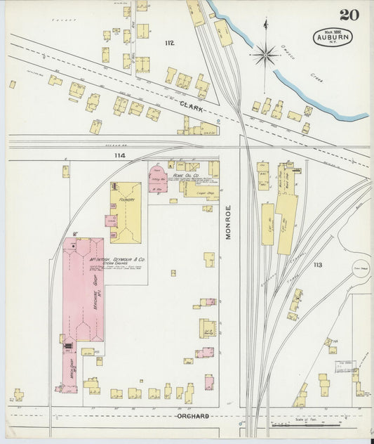 Sanborn Fire Insurance Map from Auburn, Cayuga County, New York (1892), Sheet #0020 - Historic Sanborn Fire Insurance Map Print, vintage old map wall art, antique decor, genealogy gift, New York New York map