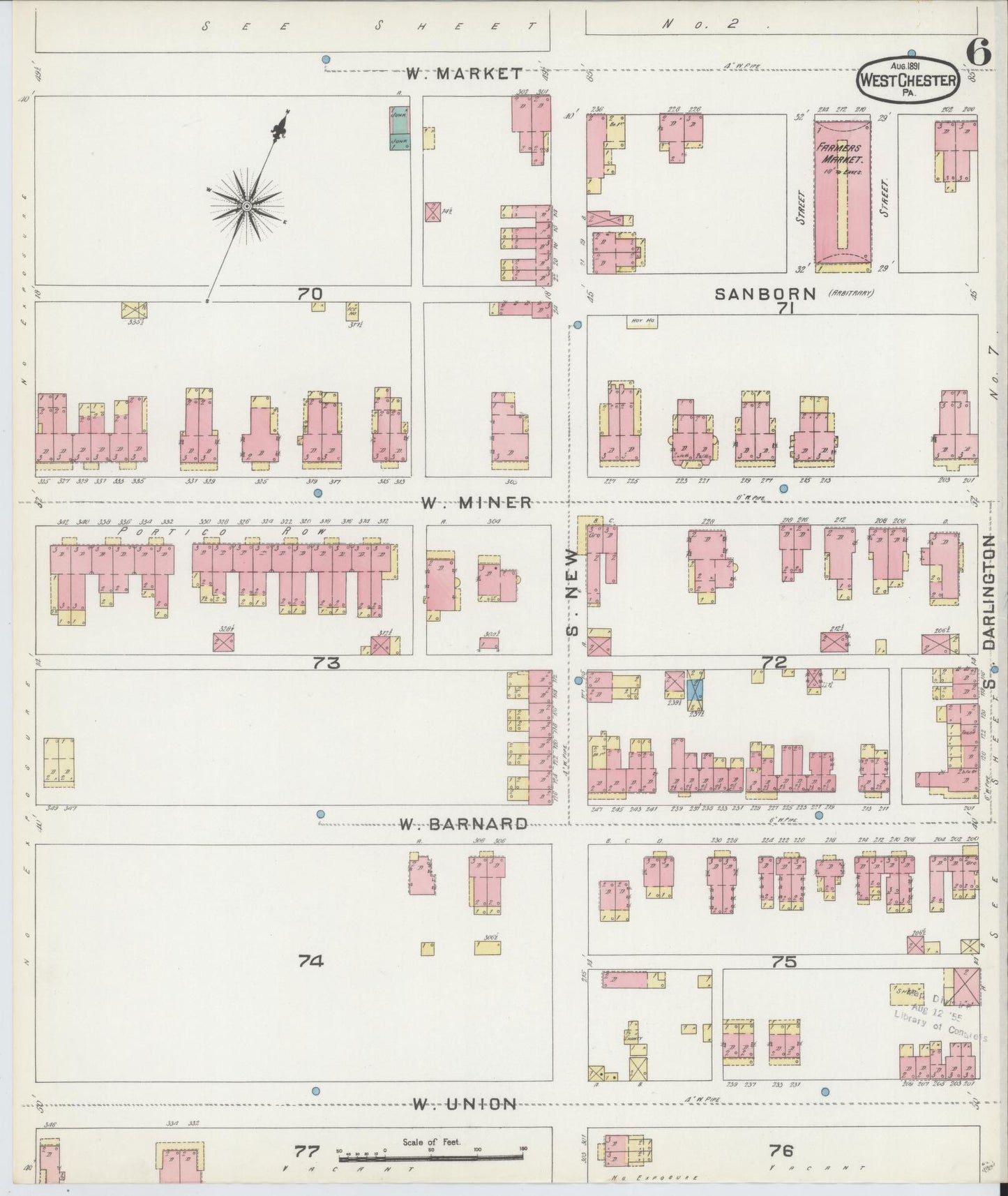 Sanborn Fire Insurance Map from West Chester, Chester County, Pennsylvania (1891), Sheet #0006 - Complete Map Set gallery image, historic Sanborn map, vintage wall art, Pennsylvania Pennsylvania