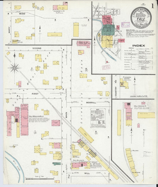 Sanborn Fire Insurance Map from Yale, Saint Clair County, Michigan (1909), Sheet #0001 - Historic Sanborn Fire Insurance Map Print, vintage old map wall art, antique decor, genealogy gift, Michigan Michigan map