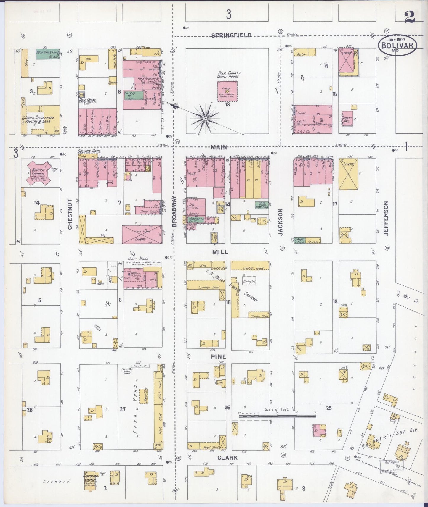Sanborn Fire Insurance Map from Bolivar, Polk County, Missouri (1900), Sheet #0002 - Complete Map Set gallery image, historic Sanborn map, vintage wall art, Missouri Missouri
