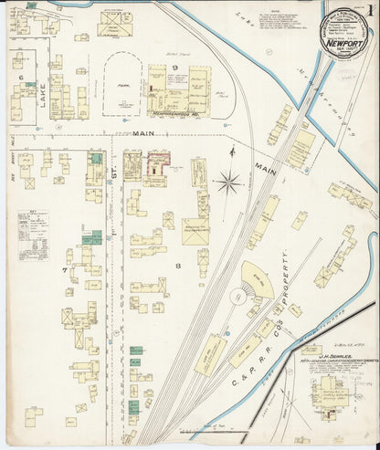 Sanborn Fire Insurance Map from Newport, Orleans County, Vermont (1885), Sheet #0001 - Complete Map Set gallery image, historic Sanborn map, vintage wall art, Vermont Vermont