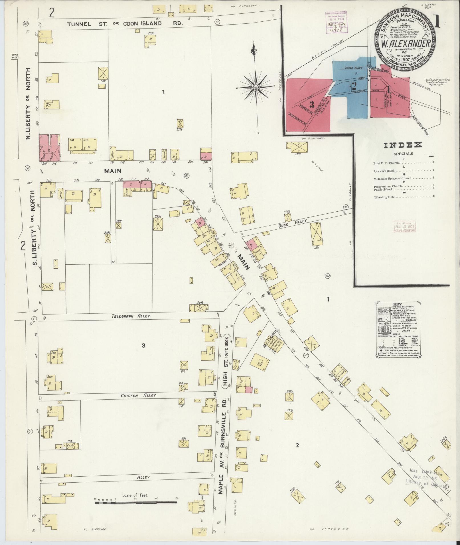 Sanborn Fire Insurance Map from West Alexander, Washington County, Pennsylvania. (1907) – Historic Sanborn Fire Insurance Map Print