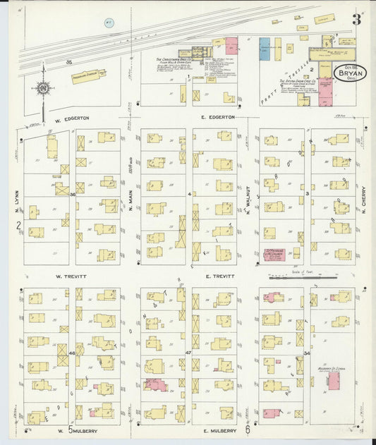 Sanborn Fire Insurance Map from Bryan, Williams County, Ohio (1911), Sheet #0003 - Historic Sanborn Fire Insurance Map Print, vintage old map wall art, antique decor, genealogy gift, Ohio Ohio map