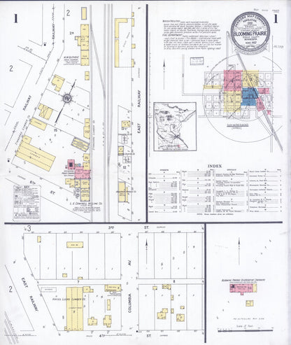 Sanborn Fire Insurance Map from Blooming Prairie, Steele County, Minnesota (1927), Sheet #0001 - Complete Map Set gallery image, historic Sanborn map, vintage wall art, Minnesota Minnesota
