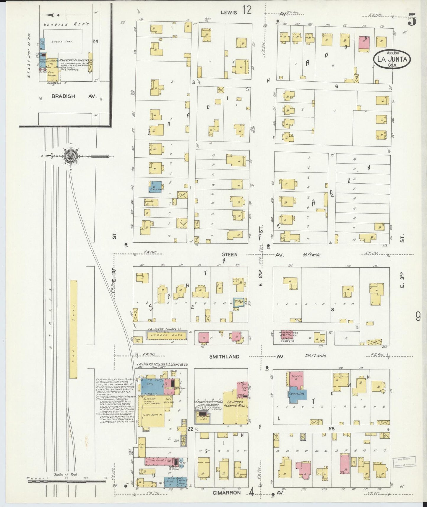 Sanborn Fire Insurance Map from La Junta, Otero County, Colorado (1911), Sheet #0005 - Complete Map Set gallery image, historic Sanborn map, vintage wall art, Colorado Colorado