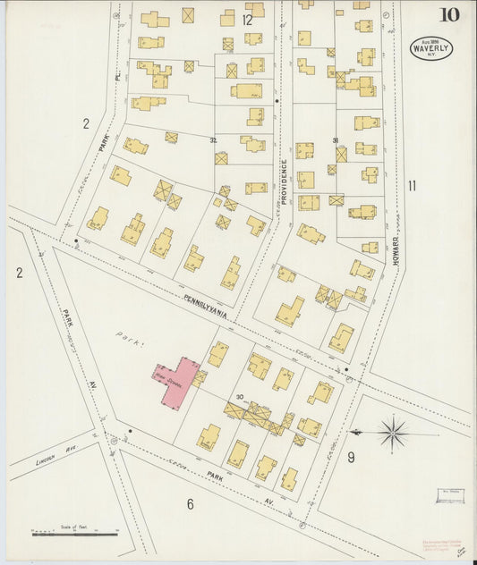 Sanborn Fire Insurance Map from Waverly, Tioga County, New York (1898), Sheet #0010 - Historic Sanborn Fire Insurance Map Print, vintage old map wall art, antique decor, genealogy gift, New York New York map