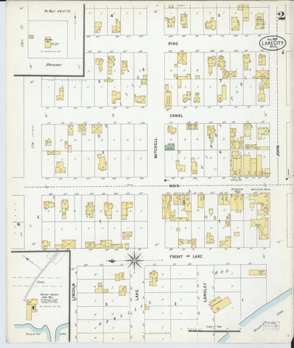 Sanborn Fire Insurance Map from Lake City, Missaukee County, Michigan (1900), Sheet #0002 - Complete Map Set gallery image, historic Sanborn map, vintage wall art, Michigan Michigan