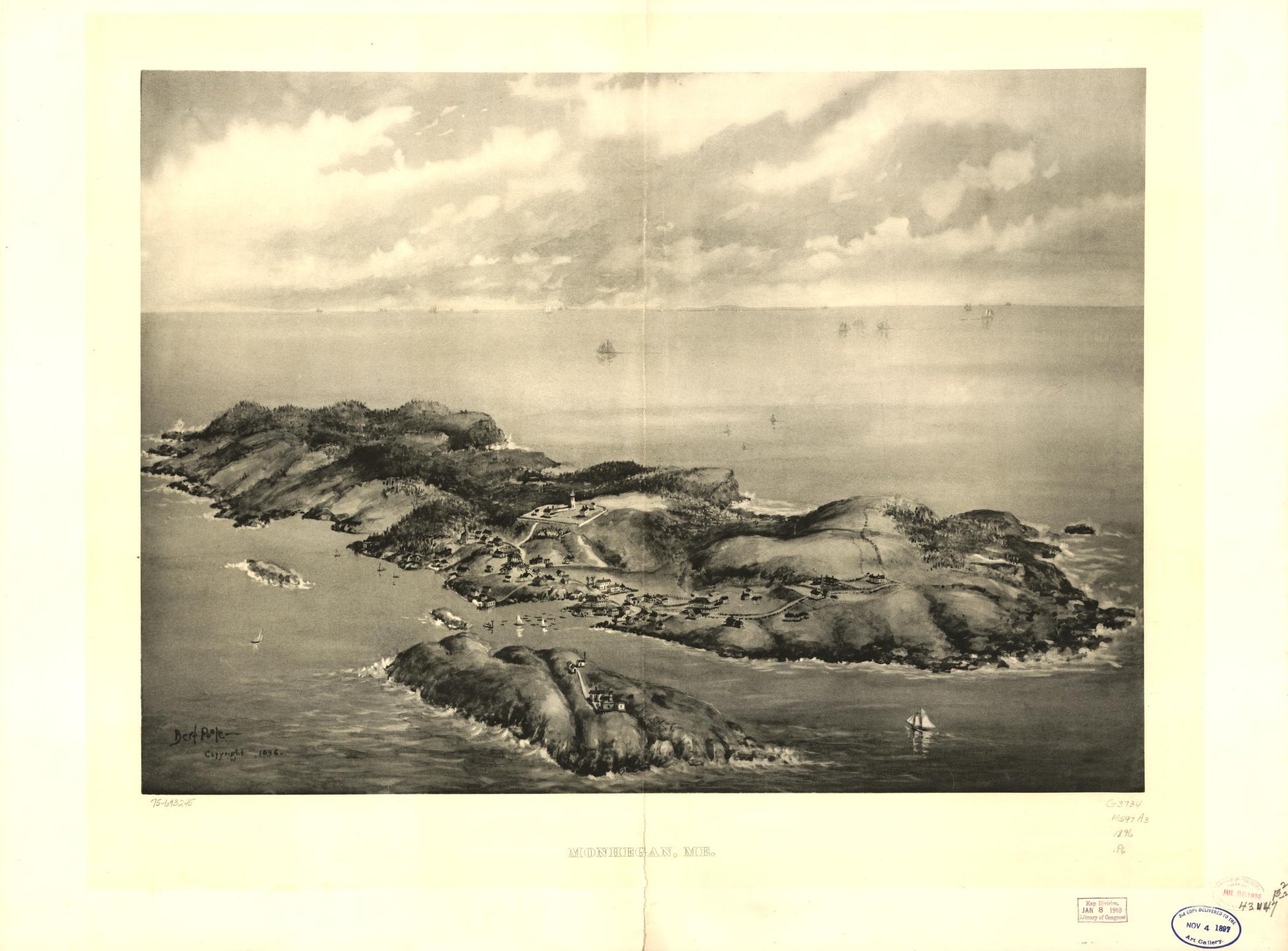 Monhegan, Me. (1896) – Historic Bird’s-Eye View Panorama Print