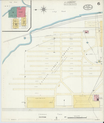 Sanborn Fire Insurance Map from Florala, Covington County, Alabama (1907), Sheet #0006 - Complete Map Set gallery image, historic Sanborn map, vintage wall art, Alabama Alabama