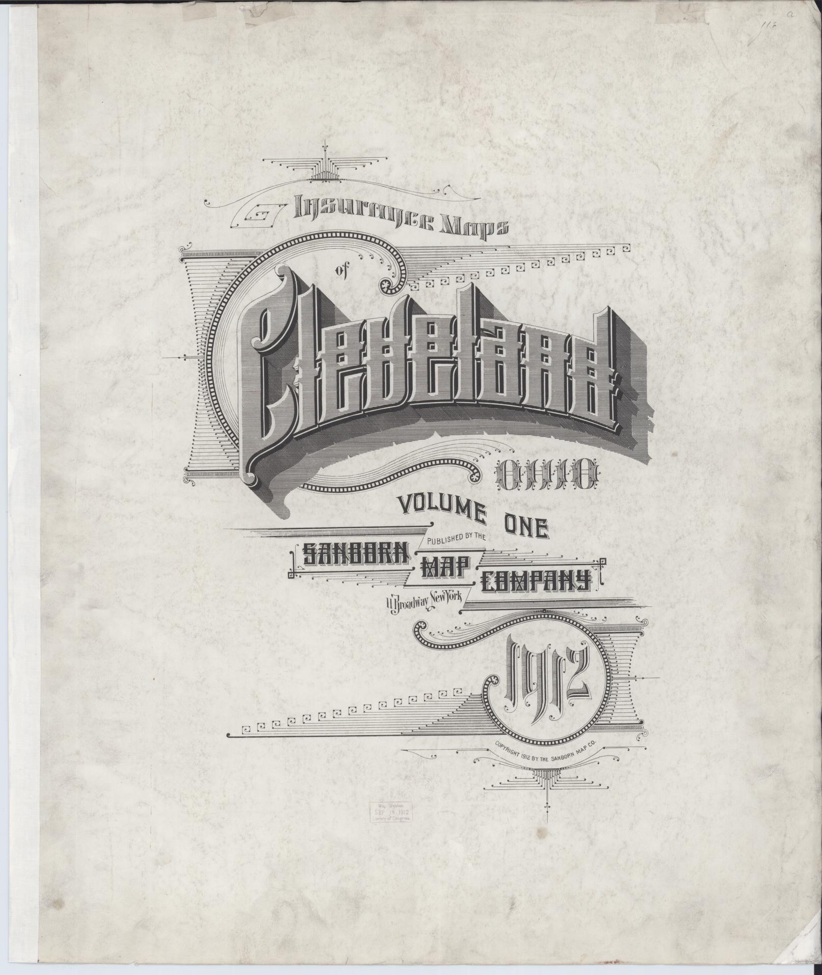 Sanborn Fire Insurance Map from Cleveland, Cuyahoga County, Ohio (1912), Sheet #0001 - Historic Sanborn Fire Insurance Map Print, vintage old map wall art, antique decor, genealogy gift, Ohio Ohio map