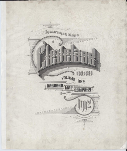 Sanborn Fire Insurance Map from Cleveland, Cuyahoga County, Ohio (1912), Sheet #0001 - Historic Sanborn Fire Insurance Map Print, vintage old map wall art, antique decor, genealogy gift, Ohio Ohio map