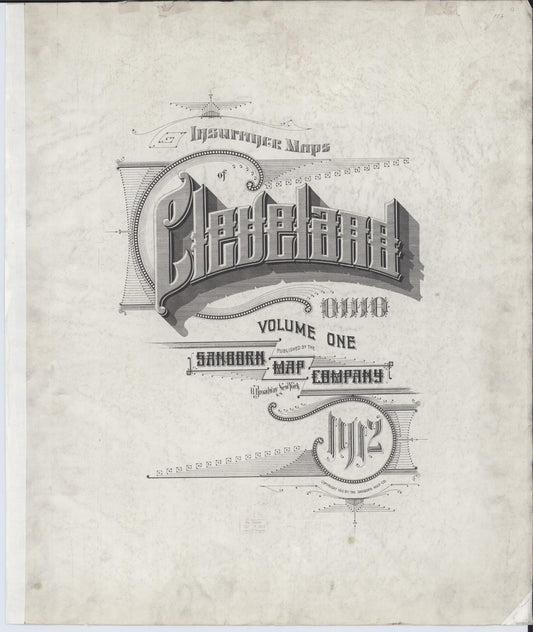 Sanborn Fire Insurance Map from Cleveland, Cuyahoga County, Ohio (1912), Sheet #0001 - Historic Sanborn Fire Insurance Map Print, vintage old map wall art, antique decor, genealogy gift, Ohio Ohio map