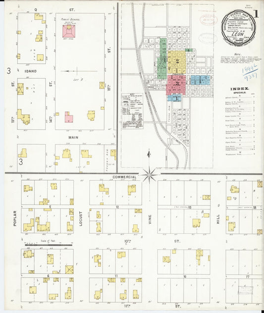 Sanborn Fire Insurance Map from Leon, Decatur County, Iowa (1898), Sheet #0001 - Historic Sanborn Fire Insurance Map Print, vintage old map wall art