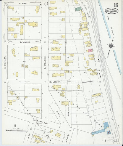 Sanborn Fire Insurance Map from Stillwater, Washington County, Minnesota (1910), Sheet #0016 - Historic Sanborn Fire Insurance Map Print, vintage old map wall art, antique decor, genealogy gift, Minnesota Minnesota map