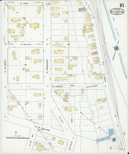 Sanborn Fire Insurance Map from Stillwater, Washington County, Minnesota (1910), Sheet #0016 - Historic Sanborn Fire Insurance Map Print, vintage old map wall art, antique decor, genealogy gift, Minnesota Minnesota map