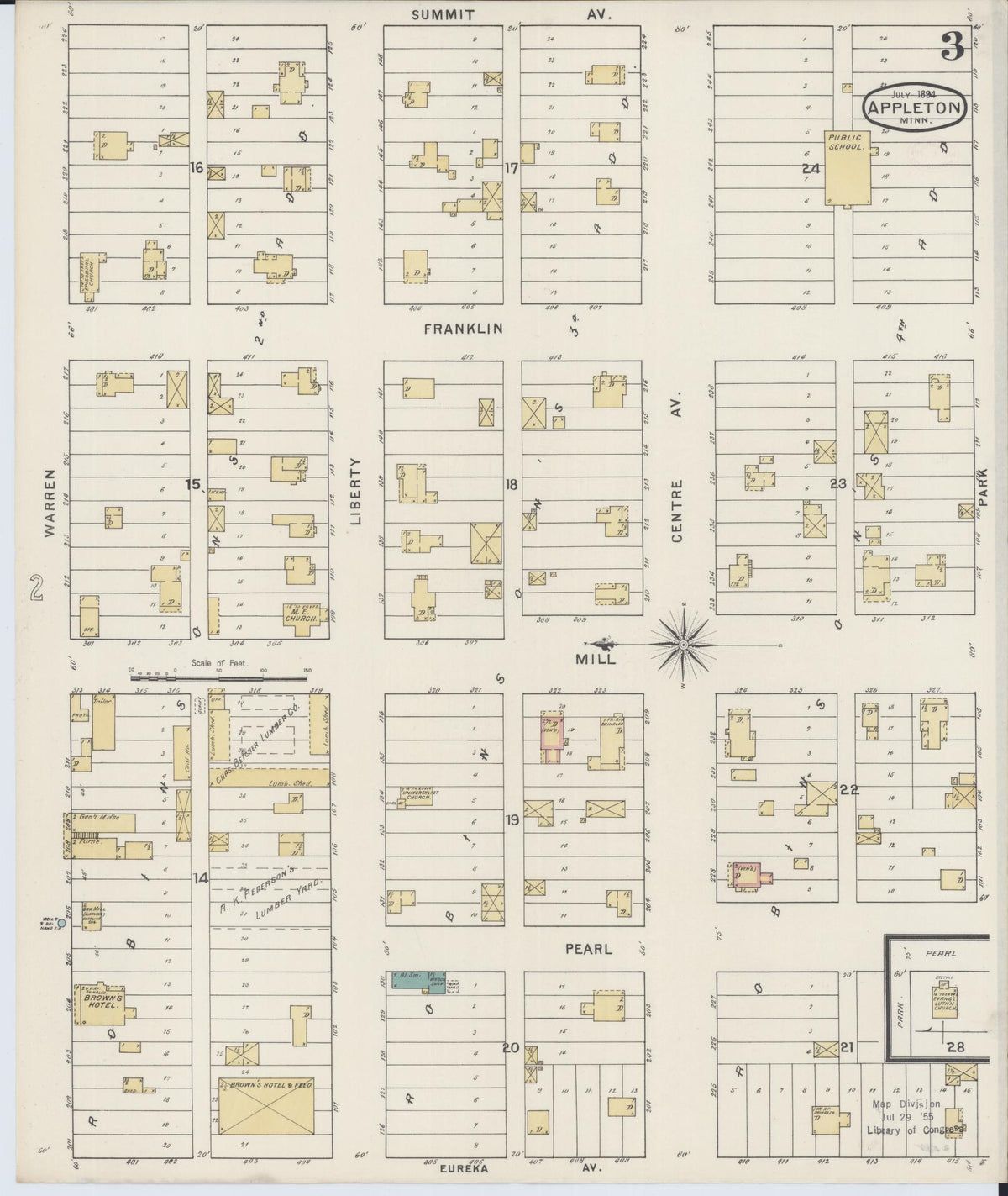 Sanborn Fire Insurance Map from Appleton, Swift County, Minnesota (1894), Sheet #0003 - Complete Map Set gallery image, historic Sanborn map, vintage wall art, Minnesota Minnesota