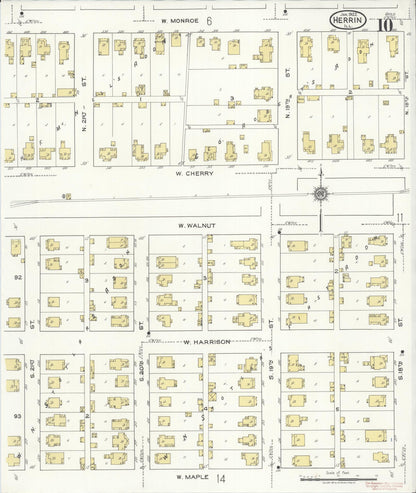 Sanborn Fire Insurance Map from Herrin, Williamson County, Illinois (1922), Sheet #0010 - Complete Map Set gallery image, historic Sanborn map, vintage wall art, Illinois Illinois