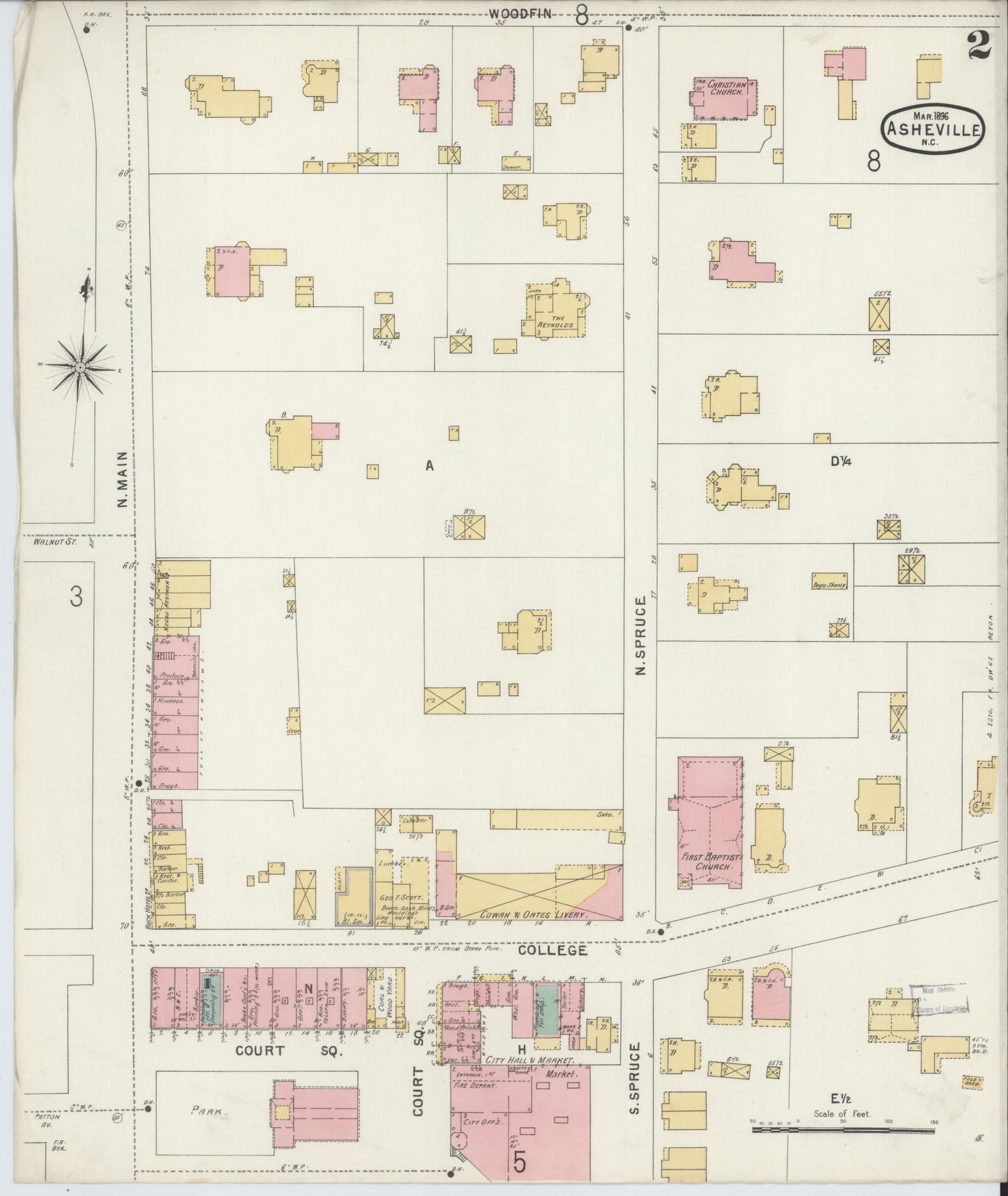 Sanborn Fire Insurance Map from Asheville, Buncombe County, North Carolina (1896), Sheet #0002 - Complete Map Set gallery image, historic Sanborn map, vintage wall art, North Carolina North Carolina
