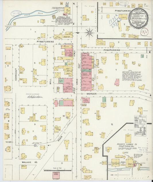 Sanborn Fire Insurance Map from Linesville, Crawford County, Pennsylvania. (1898) – Historic Sanborn Fire Insurance Map Print