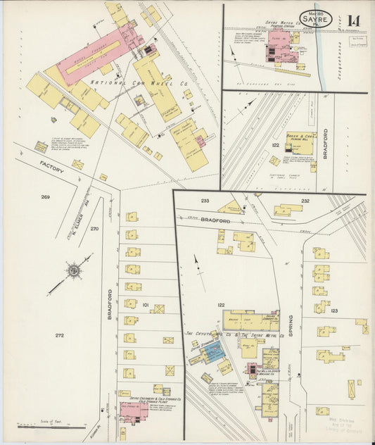 Sanborn Fire Insurance Map from Sayre, Bradford County, Pennsylvania (1915), Sheet #0014 - Historic Sanborn Fire Insurance Map Print, vintage old map wall art, antique decor, genealogy gift, Pennsylvania Pennsylvania map
